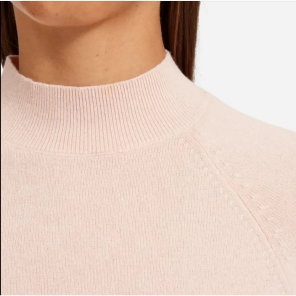 EVERLANE 100% Cashmere Mock Neck Cozy Lightweight Ribbed Fall Winter Sweater